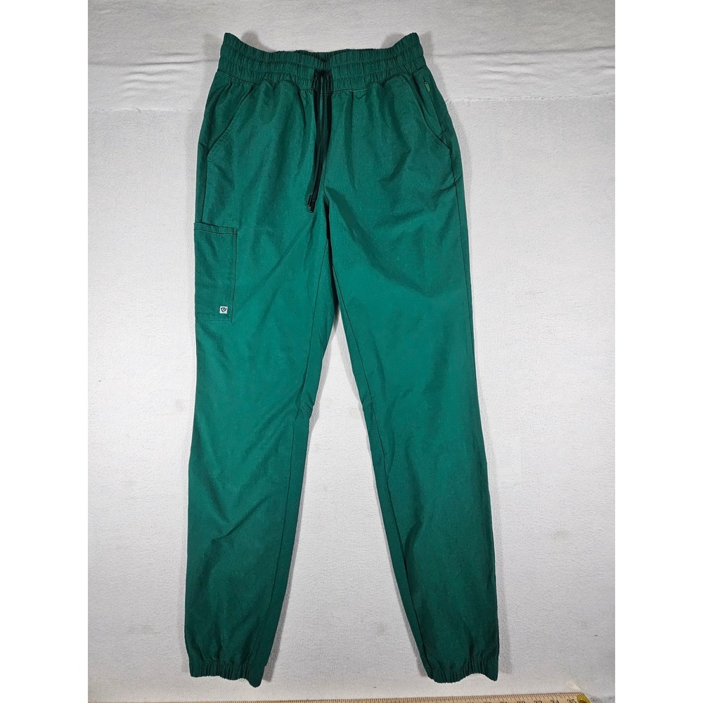 Popviolet Green Cargo Scrub Jogger Pants Womens XS Elastic Waist Drawstring 1740